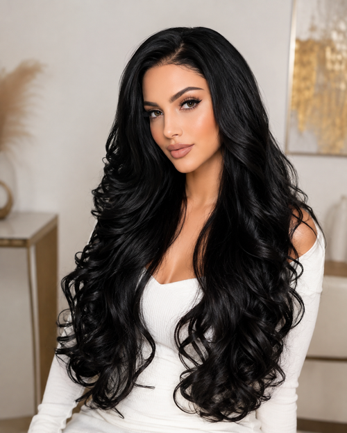 Divina 13x6 Super Wave Lace Frontal Wig in Natural Black 1B, 32 inches